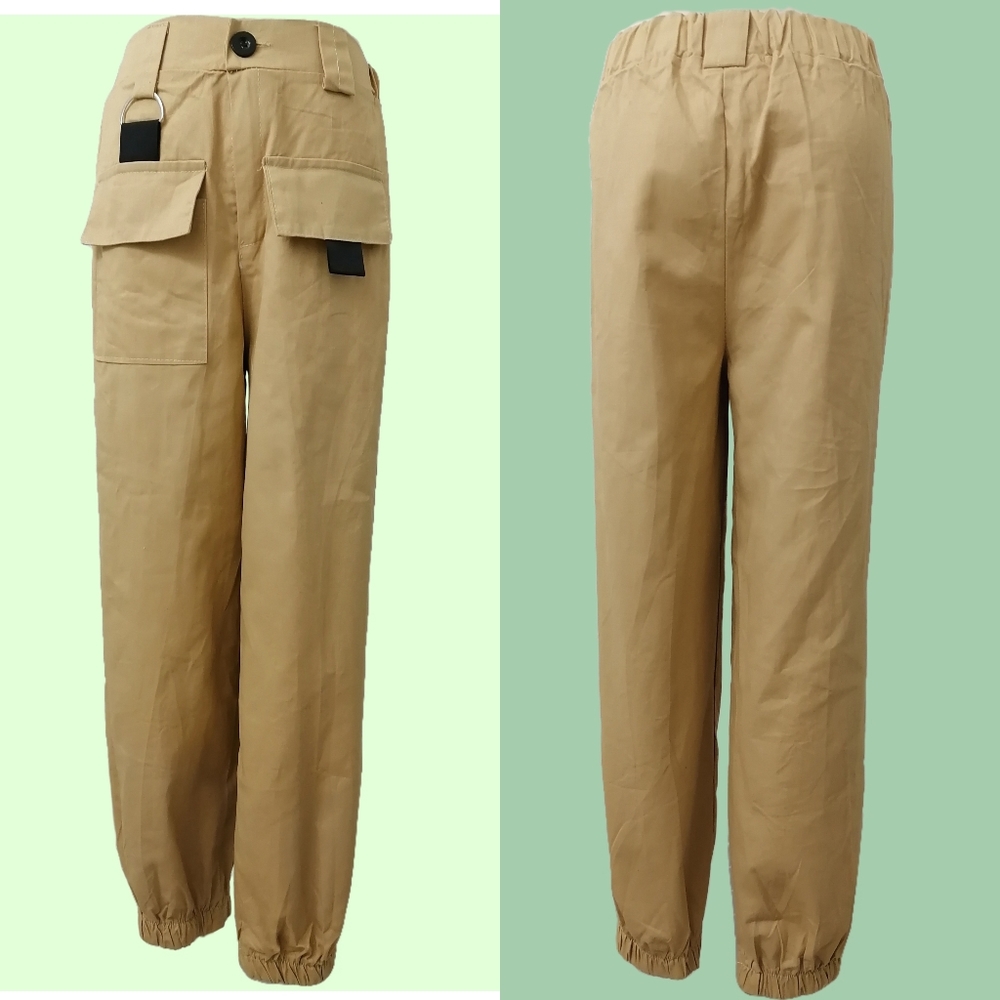 100% cotton khaki track pants